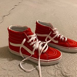 Red vans shoes canvas formula one